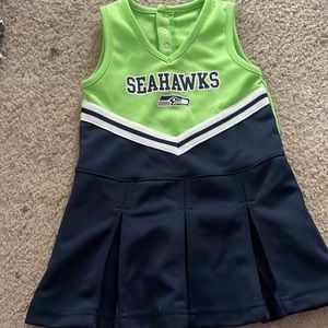 Green, white, blue seahawk dress